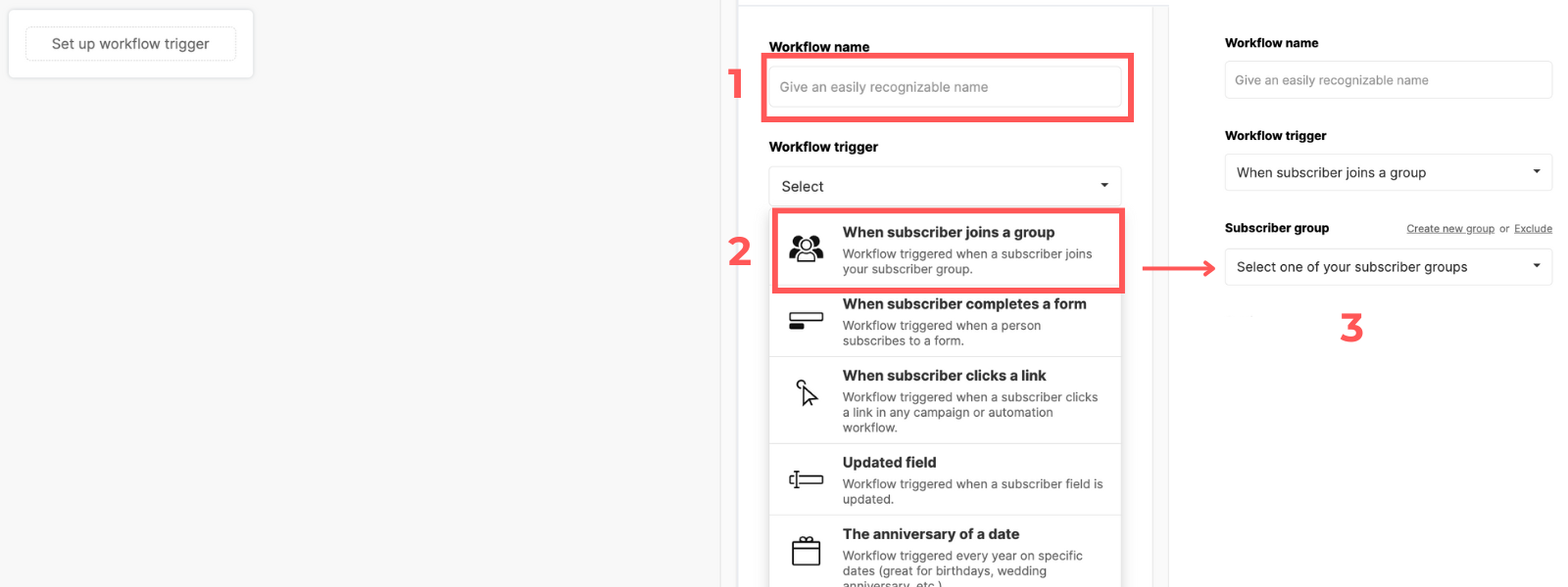 Screenshot: Create an email sequence in MailerLite Classic