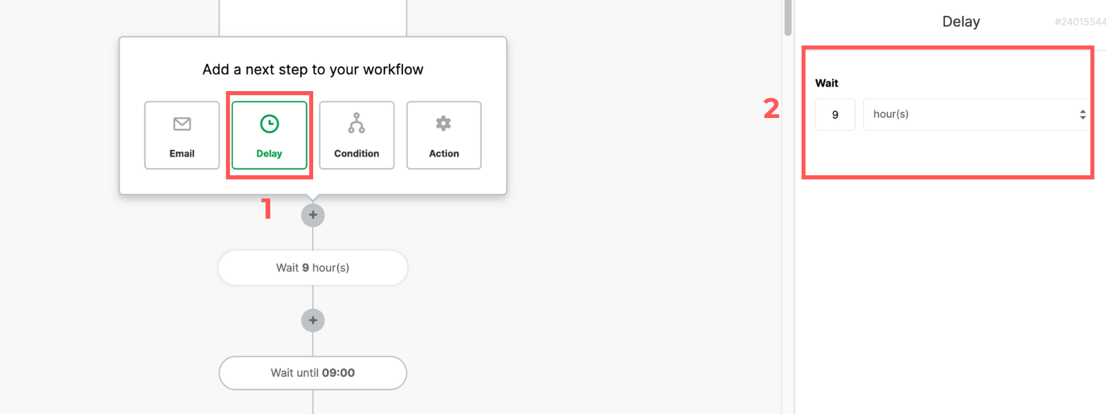 Screenshot: Create an email sequence in MailerLite Classic
