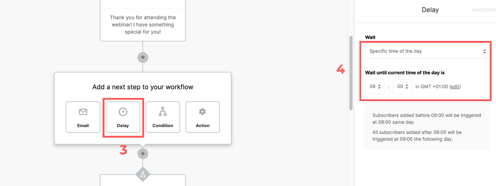 Screenshot: Create an email sequence in MailerLite Classic