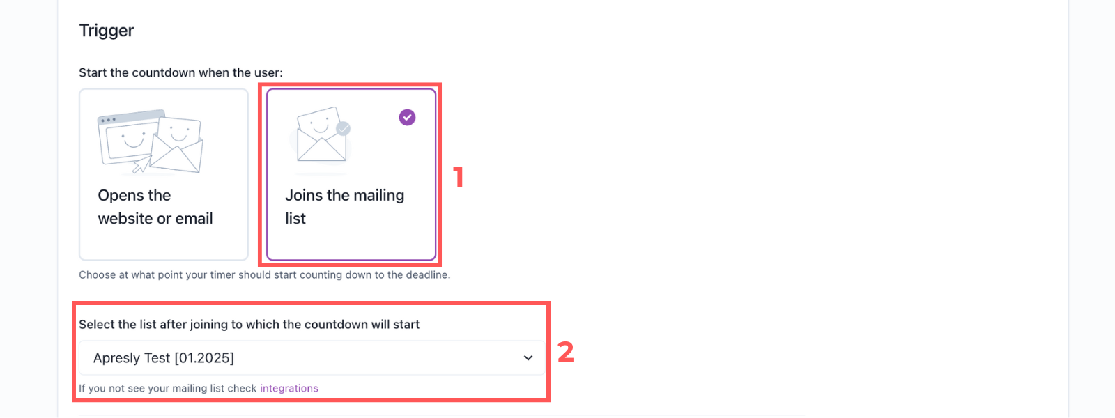 Screenshot: Campaign setup in Apresly