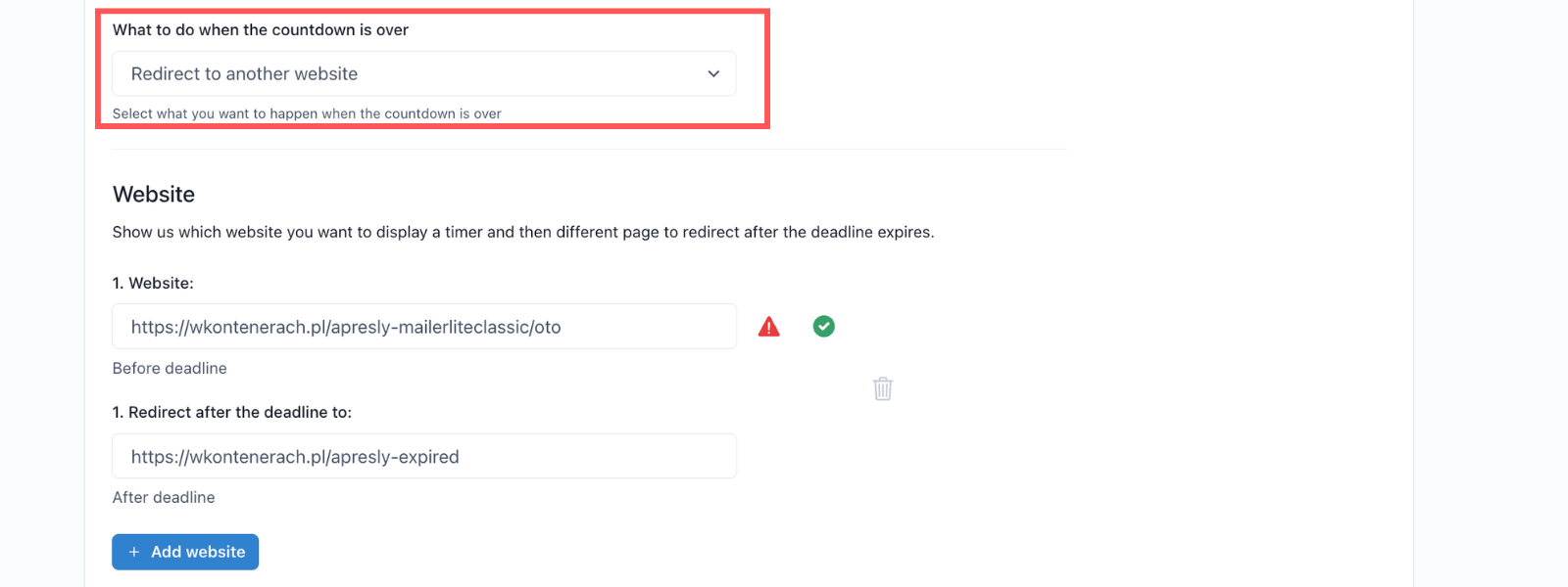 Screenshot: Campaign setup in Apresly