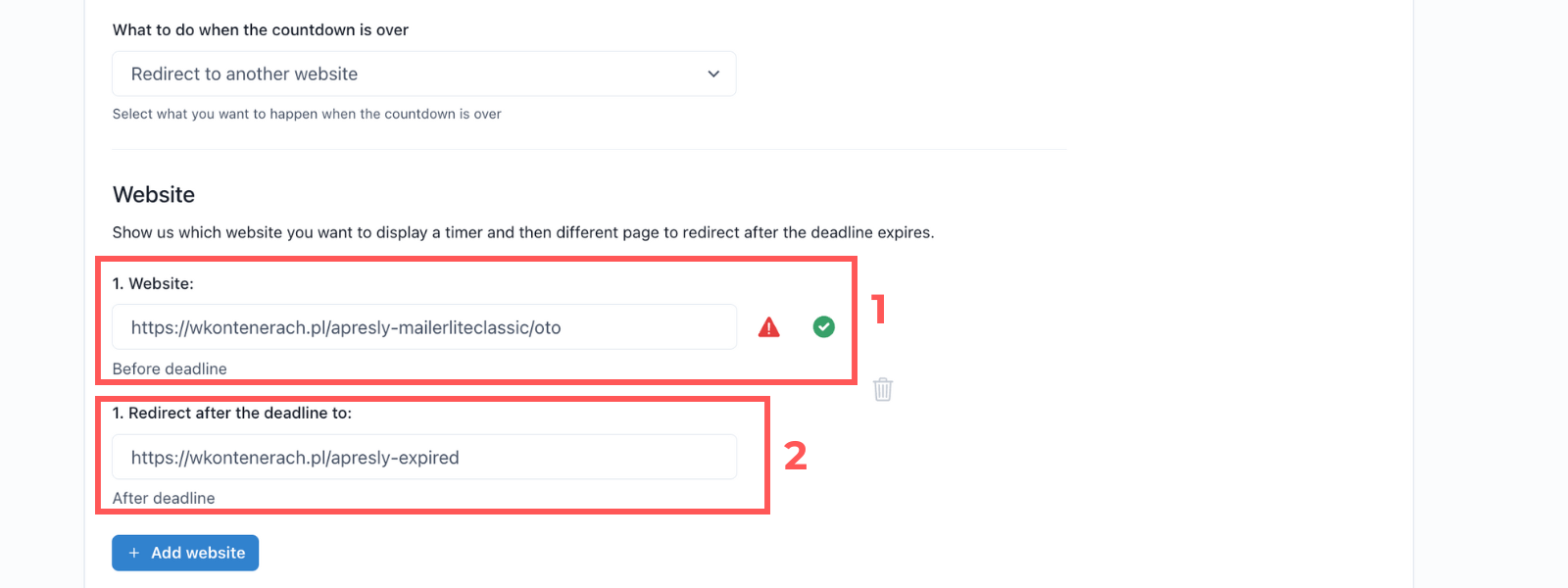 Screenshot: Campaign setup in Apresly