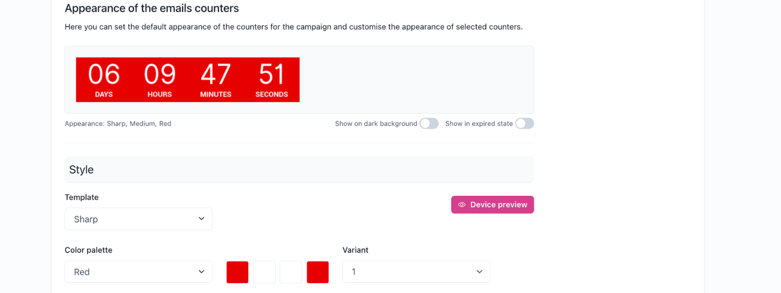 Screenshot: Campaign setup in Apresly