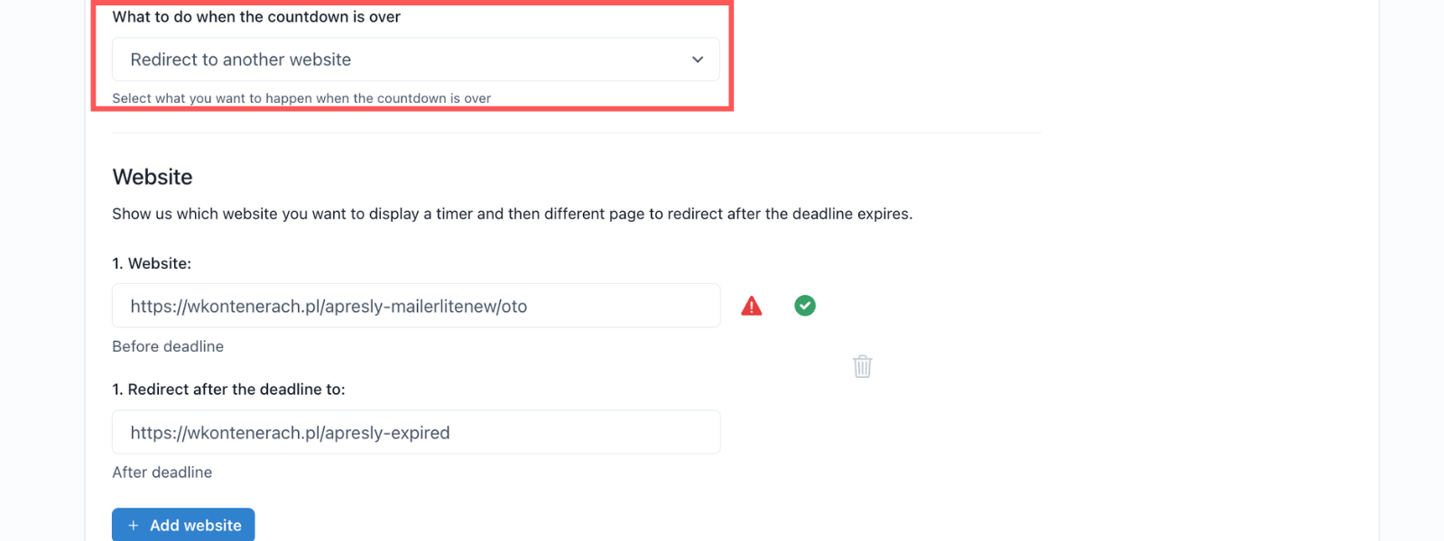 Screenshot: Campaign setup in Apresly