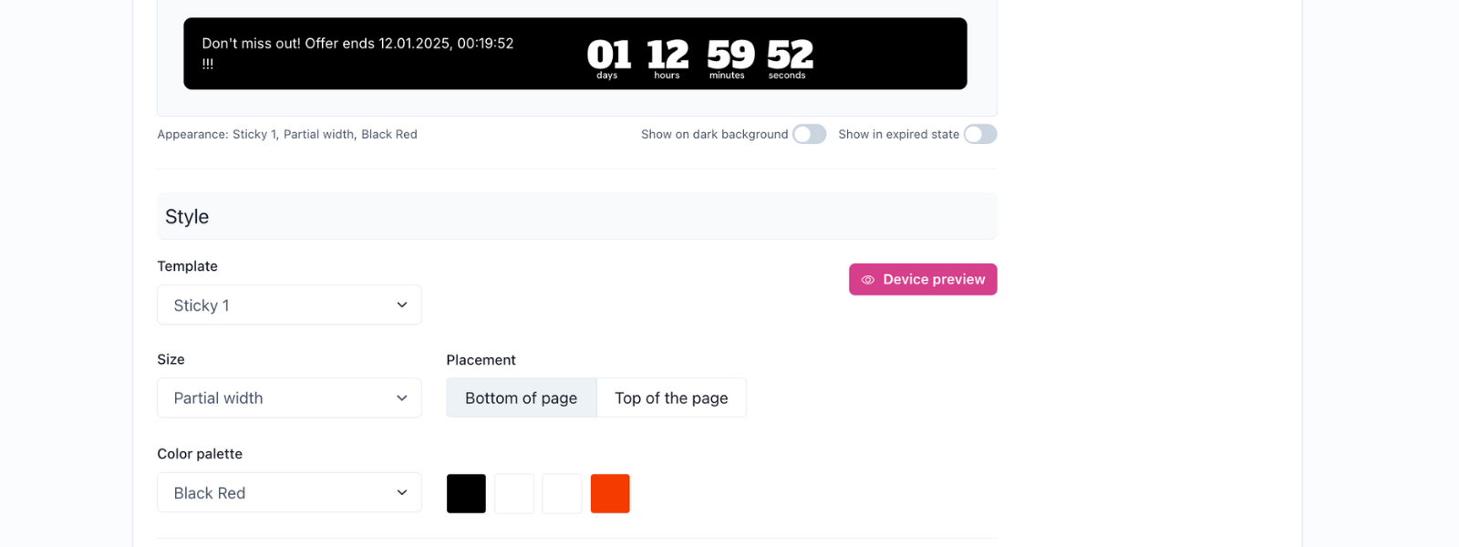 Screenshot: Campaign setup in Apresly