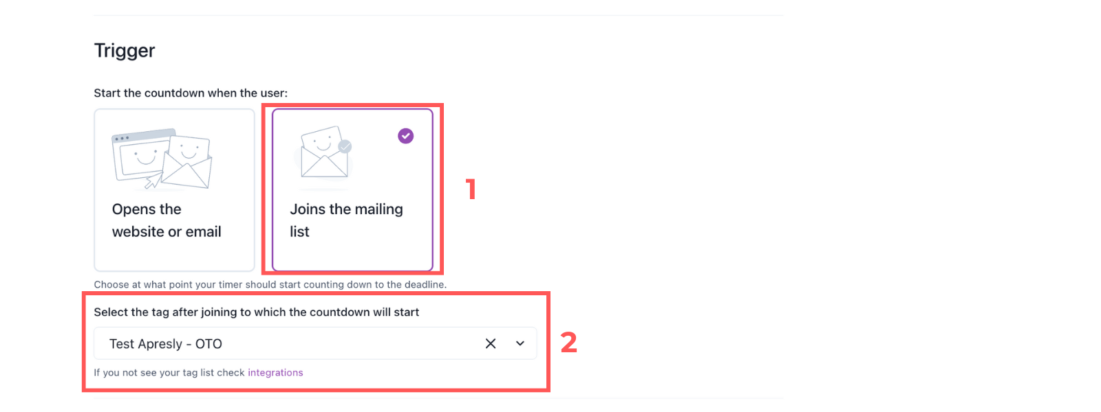 Screenshot: Campaign setup in Apresly