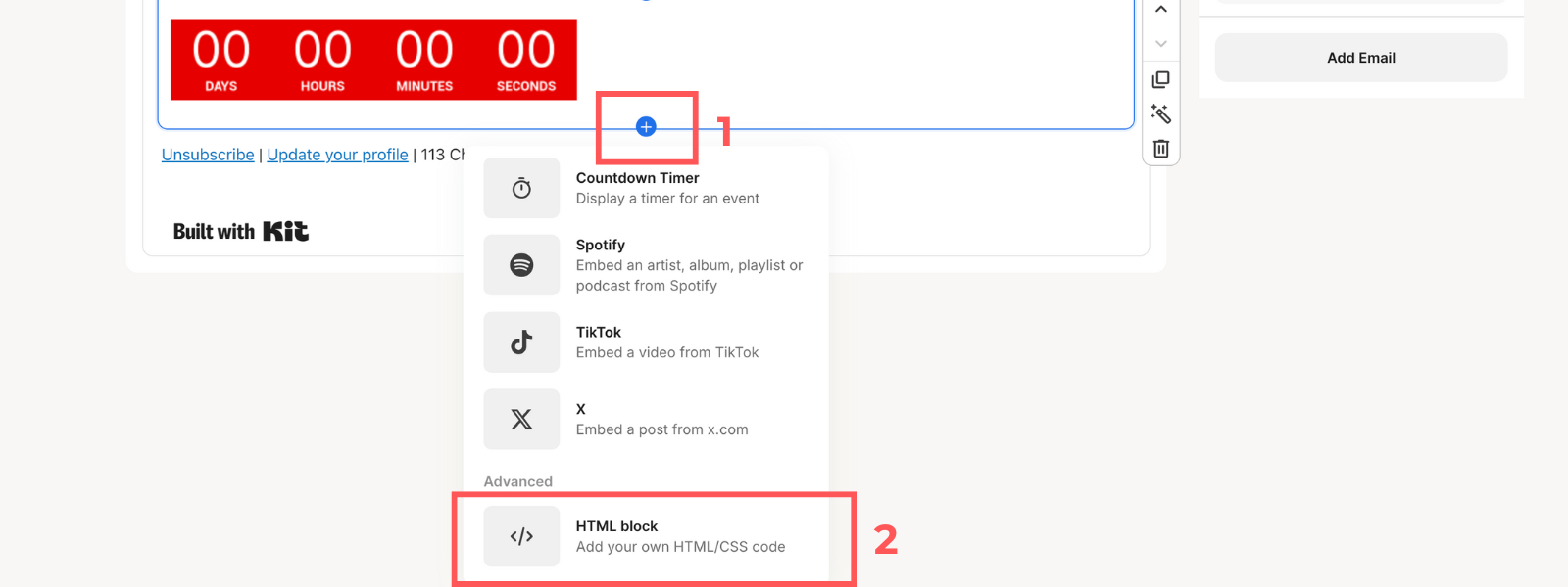 Screenshot: Create an email sequence in ConvertKit
