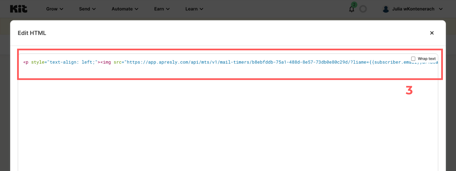 Screenshot: Create an email sequence in ConvertKit