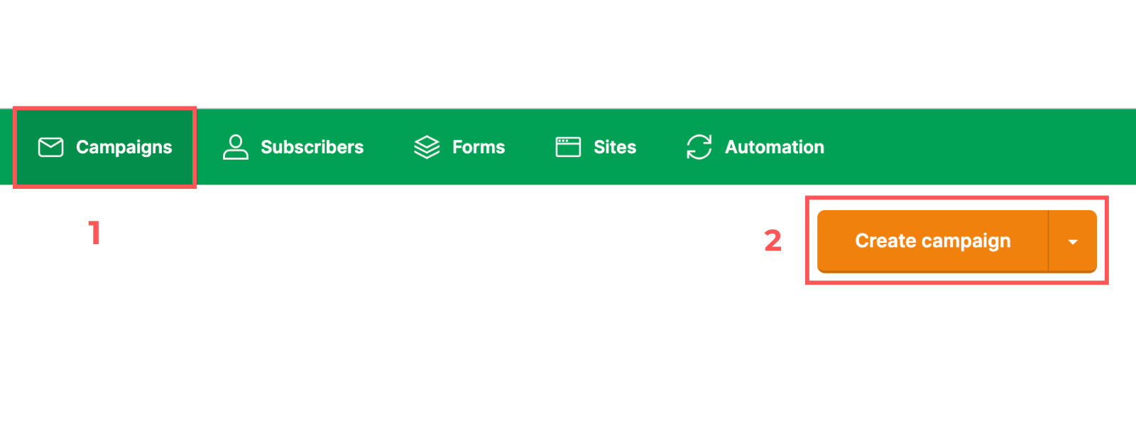 Screenshot: Create an email in MailerLite Classic