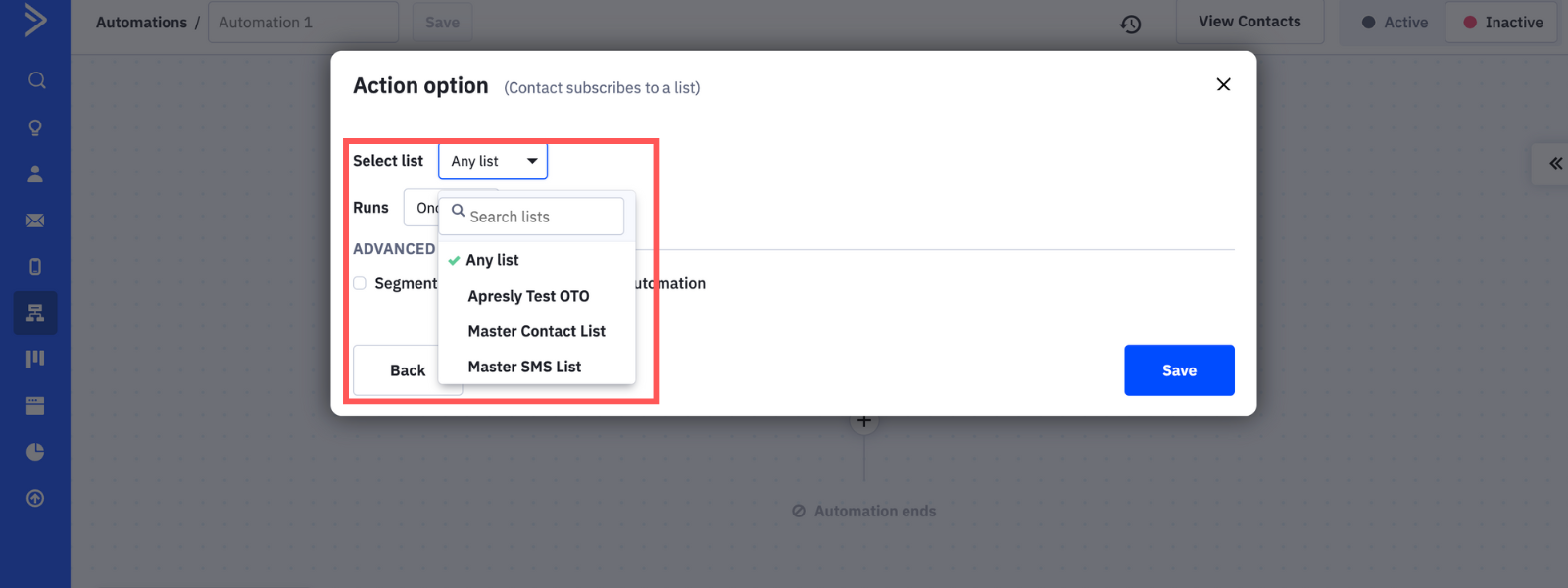 Screenshot: Create an email sequence in ActiveCampaign