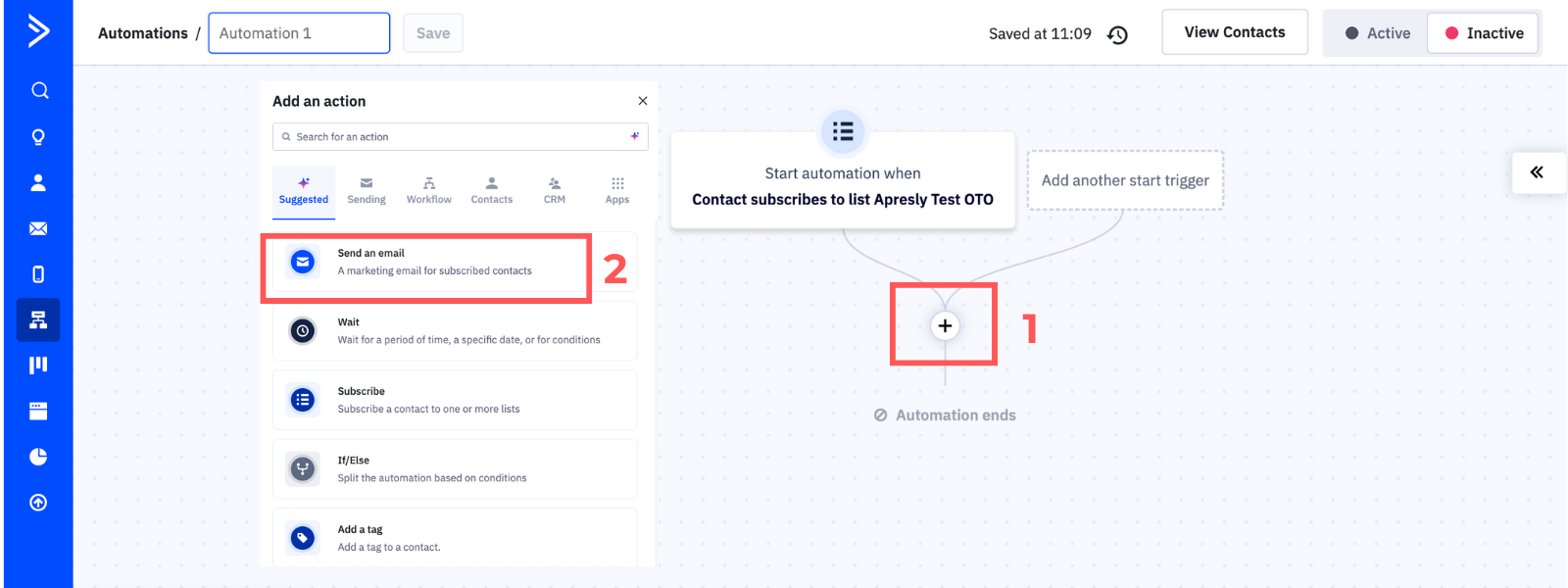 Screenshot: Create an email sequence in ActiveCampaign